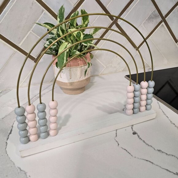 Pastel Wooden Bead Abacus Table Decor rainbow pastel montessori - Picture 1 of 6
